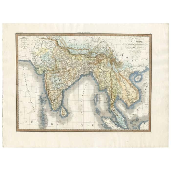 Original Antique Map Of Southern Asia, Published In 1833