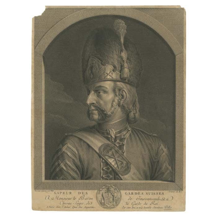 Copper Engraving Of A Sapper Of The Swiss Guards At The Vatican, 1779
