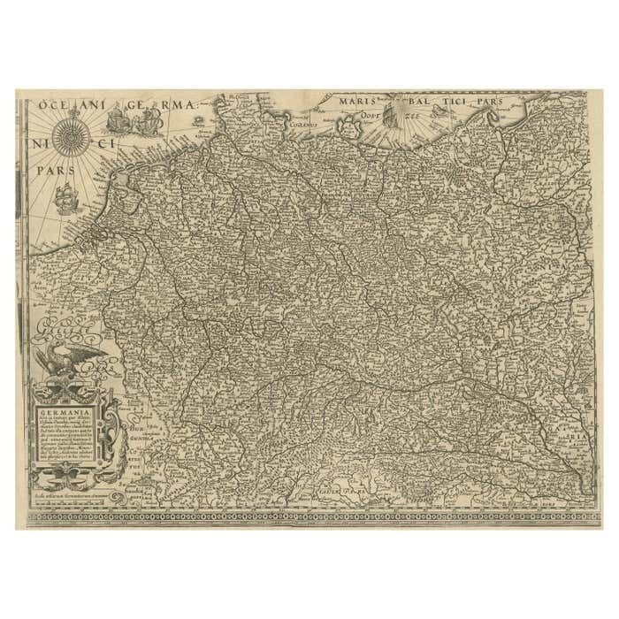 Antique Map Of The German Empire With Decorative Title Cartouche