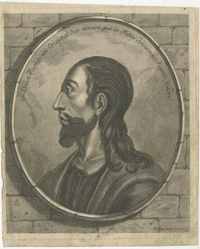 Copper Engraved Portrait Of Jesus Christ By Robert Brichet, Around 1800 photo furniture
