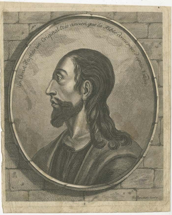 Copper Engraved Portrait Of Jesus Christ By Robert Brichet, Around 1800 photo Art