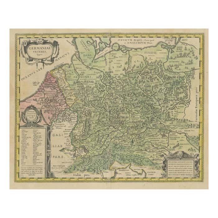 Original Antique Map Of Ancient Germany