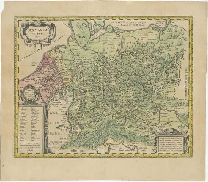 Original Antique Map Of Ancient Germany photo furniture