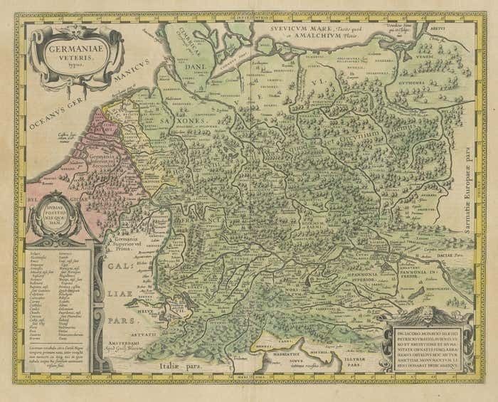 Original Antique Map Of Ancient Germany photo for sale