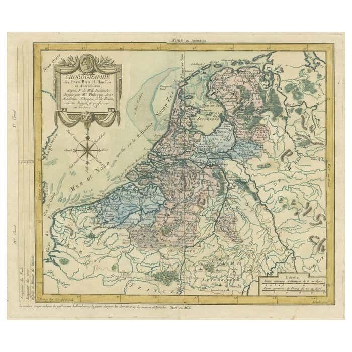 Copper Engraving Of The Dutch And Austrian Netherlands Handcolored, 1772