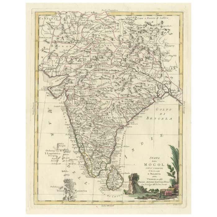 Antique Map Of India And Ceylon, Along With The Maldives