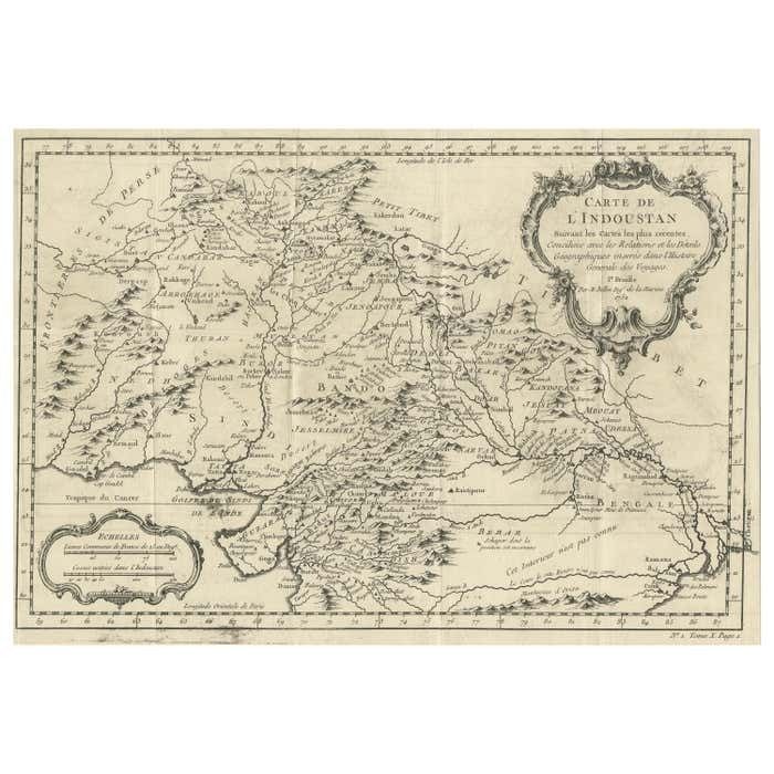 Antique Map Of Part Of India, The Ganges And Hindustan
