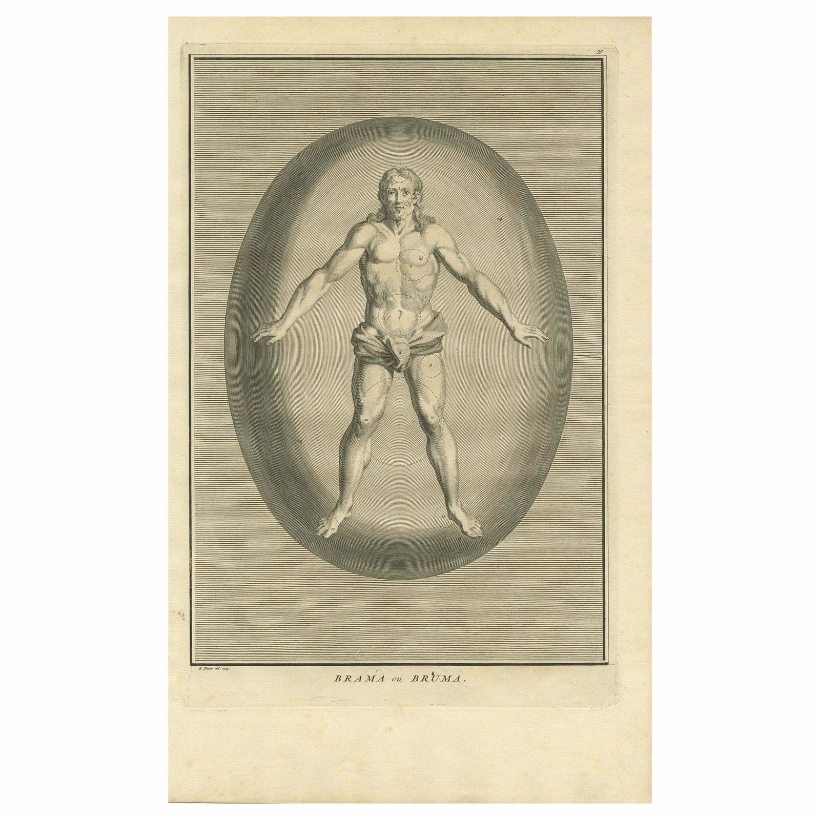 Antique Engraving Of Brahma, The Hindu Creator God, 1723