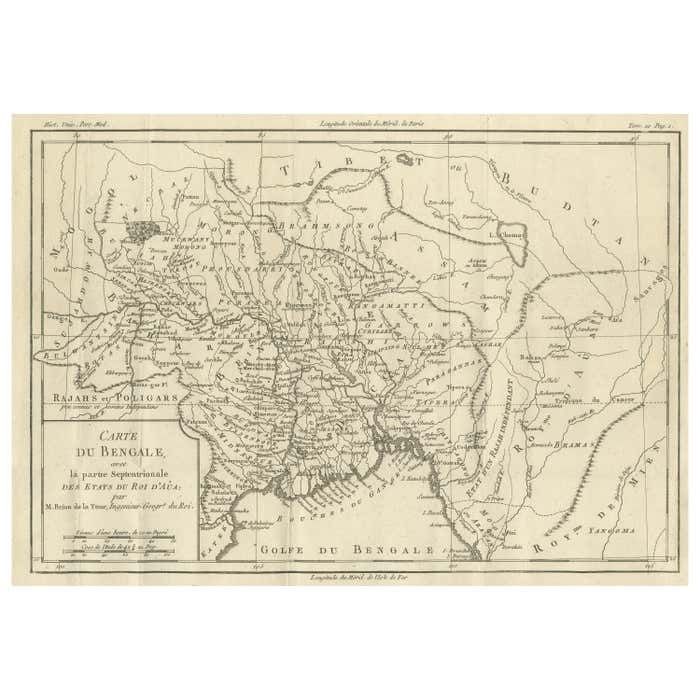 Antique Map Of Of Bengal And The Mouth Of The Ganges River