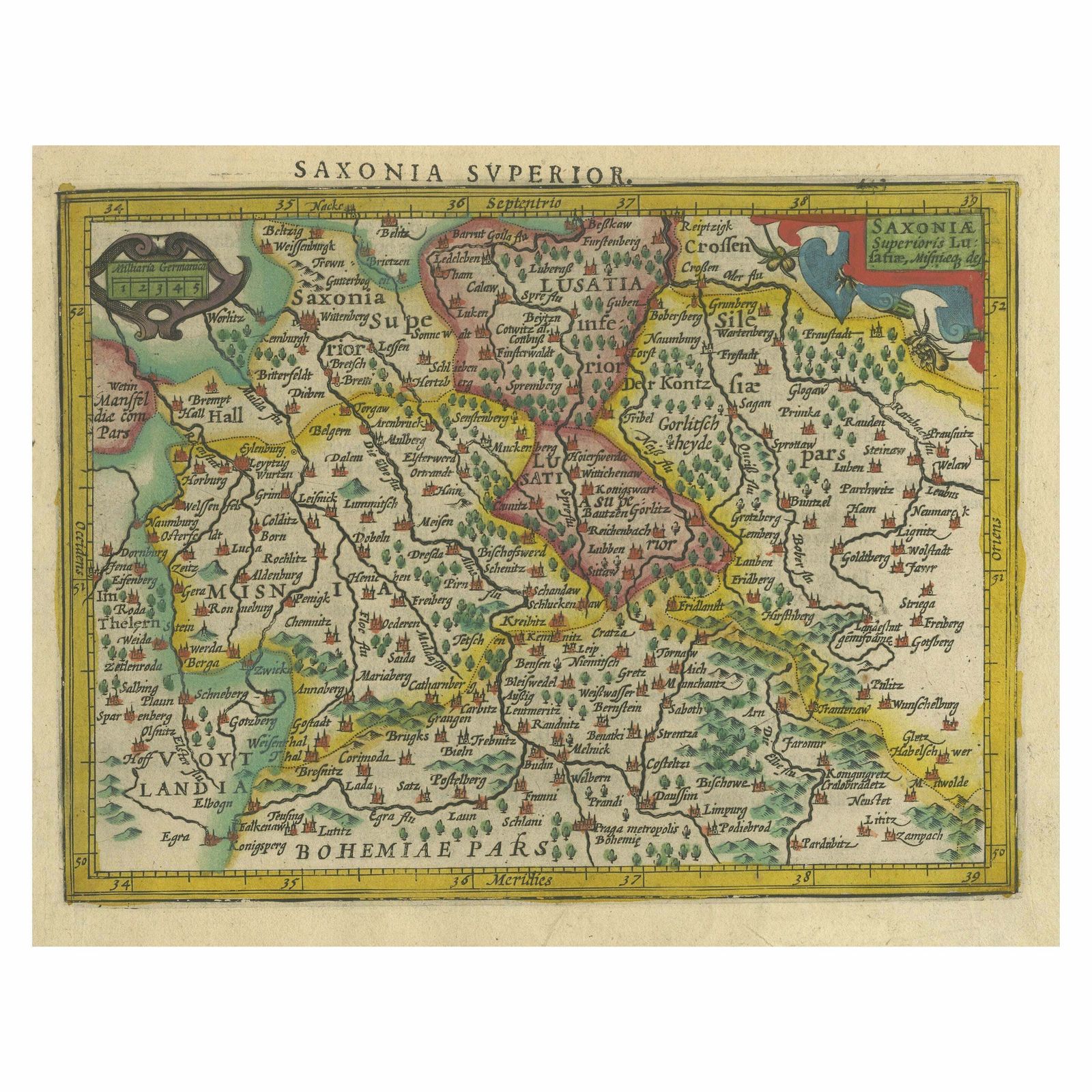 Small Original Antique Map Of Upper Saxony, Germany