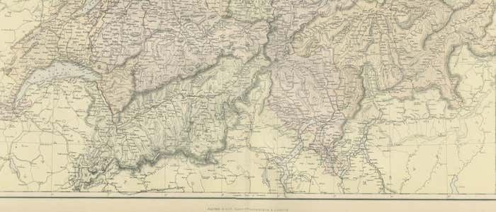 Original Antique Map Of Switzerland, 1882 photo furniture
