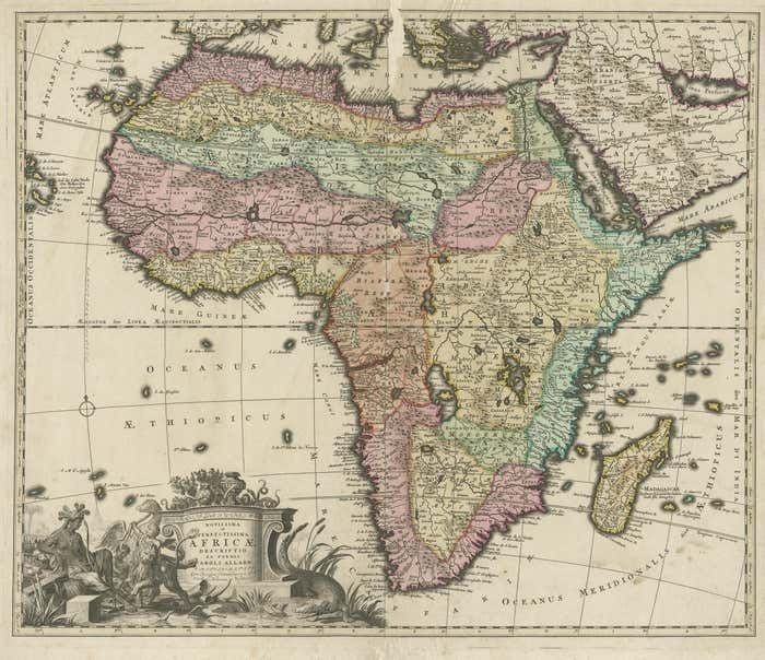 Original Antique Hand  Map Of Africa By Allard '1697' photo furniture