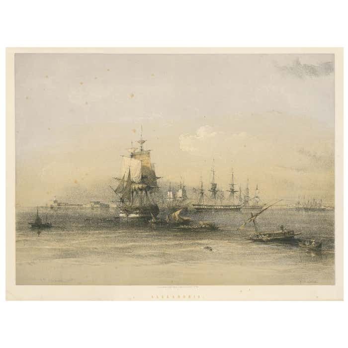Tinted Lithograph With A View Of Alexandria, Egypt
