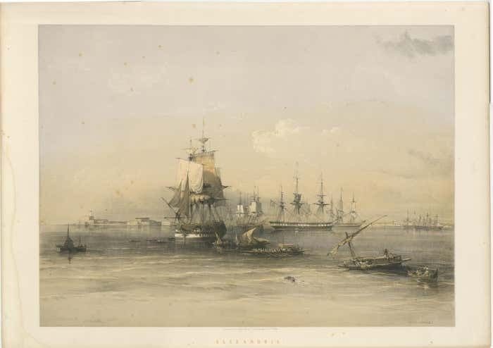 Tinted Lithograph With A View Of Alexandria, Egypt photo furniture