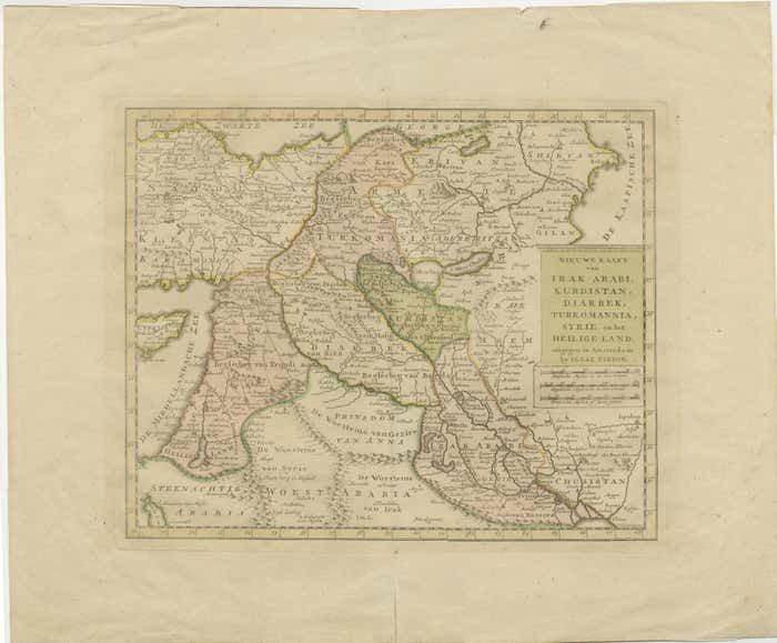 Antique Map Of Eastern Turkey, Caucasus, Israel Through Iraq And Part Of Arabia photo furniture