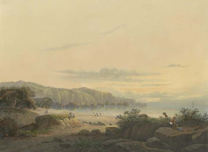 Original Antique Chromolithograh Of Srigonjo Bay, The South Coast Of Java, 1872 photo 3024.0