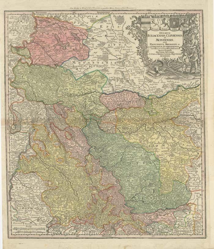 Antique Map Of Western Germany With Part Of The Netherlands photo furniture