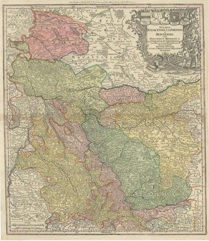 Antique Map Of Western Germany With Part Of The Netherlands photo for sale