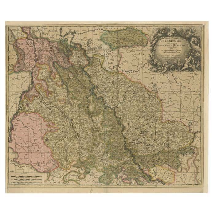 Antique Map Of Cologne With The Duchies Of Jülich And Berg, Germany