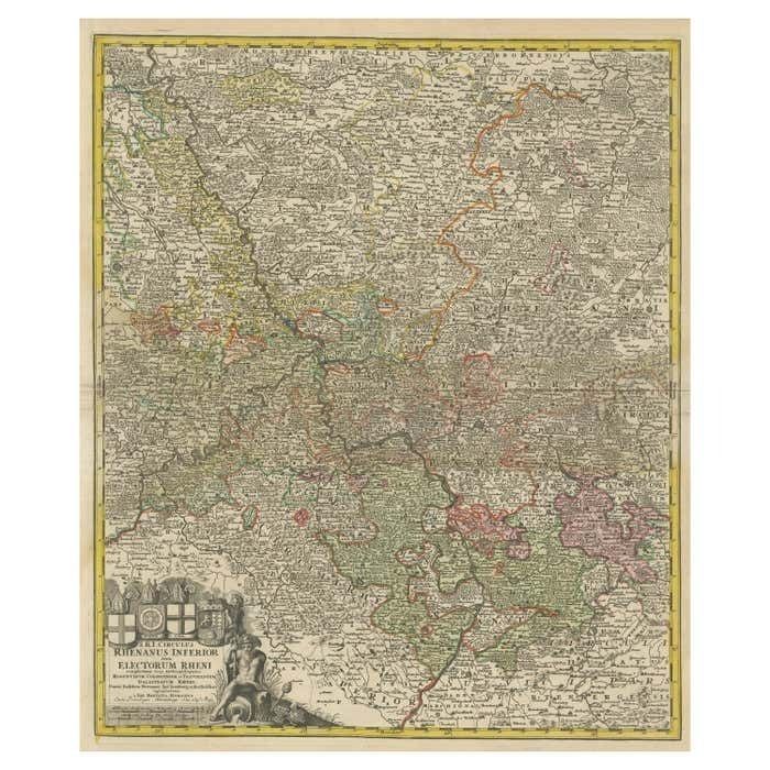 Detailed Antique Map Of The Lower Rhine Region, Germany