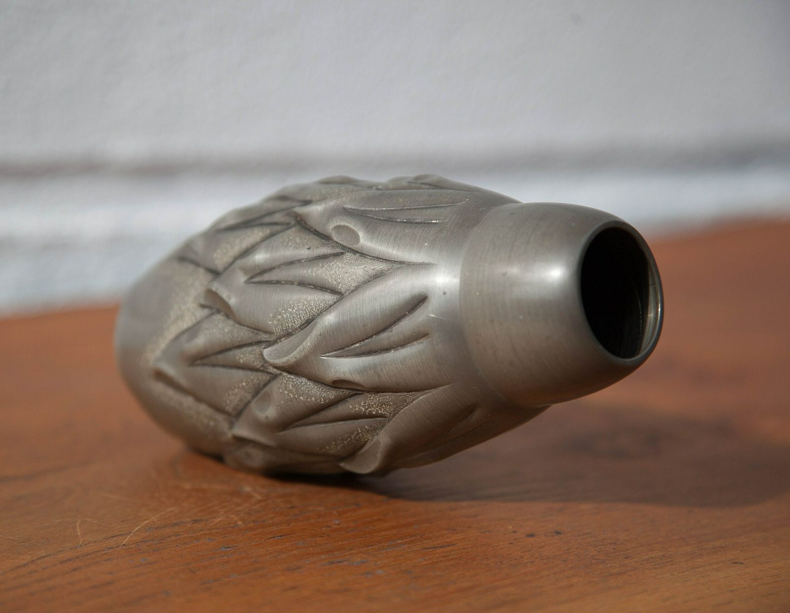 Tinplate Vase Signed Cortesi, Guaranteed Tinplate, Art Nouveau Vase, Small Ogive Shaped Vase, Collection, Pewter Vase photo buy