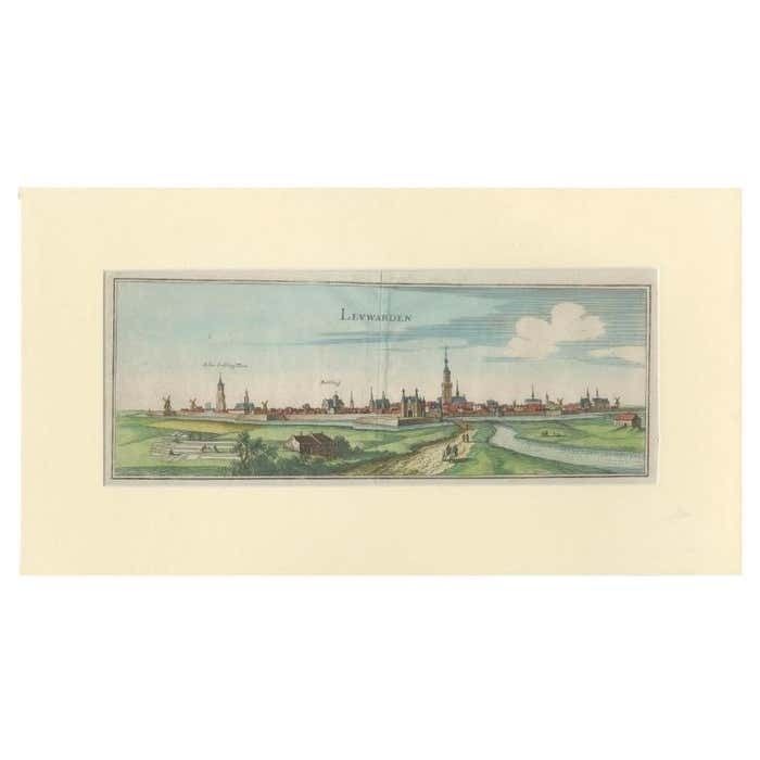 Antique Print Of The City Of Leeuwarden By Merian, 1659