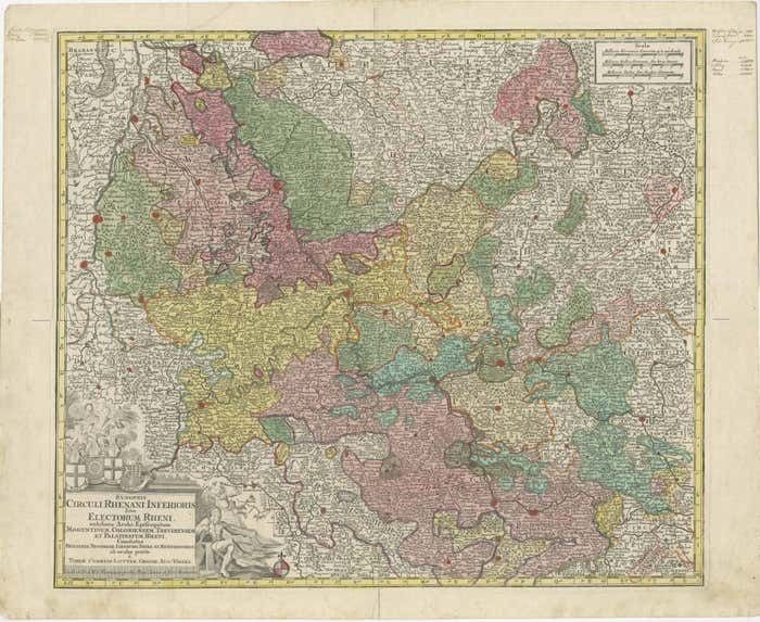 Antique Map Of The Region Of Trier, Mainz And Cologne, Germany photo furniture