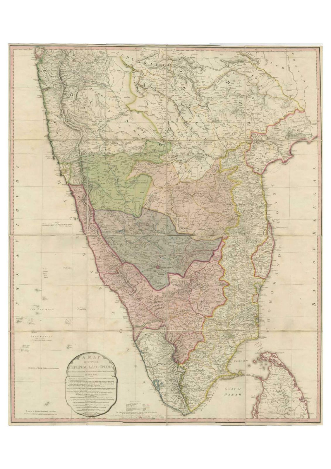 Original Antique Map Of The Peninsula Of India With Part Of Ceylon By Wyld, 1844 photo Art