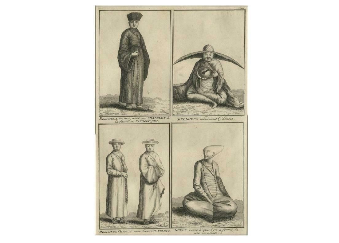Antique Engravings Of 'Chinese' Priests And Beggars, Circa 1728 photo Art