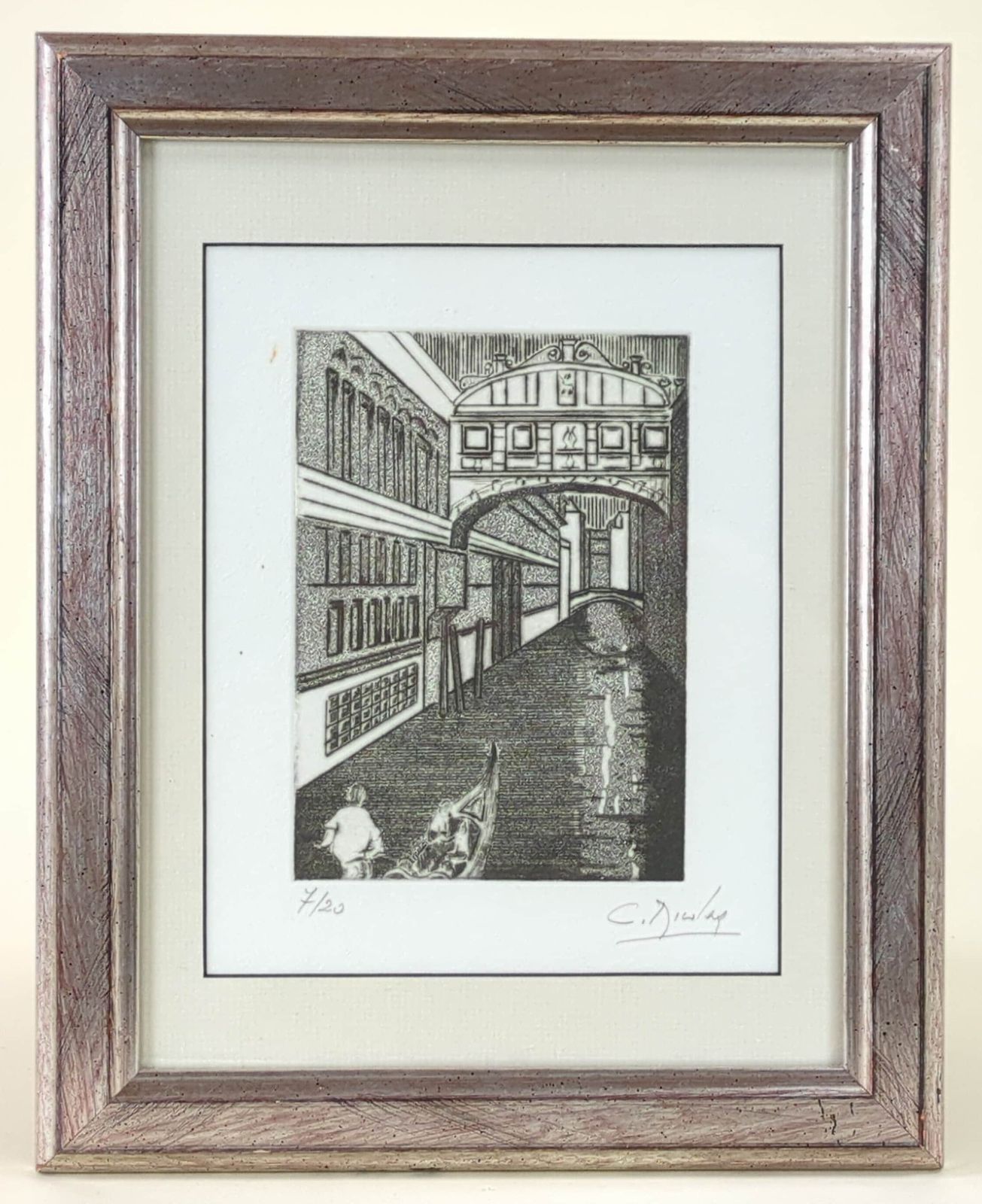 Vintage Framed Art Etching Of Venice By Dicolay Signed And Numbered 7/20 photo furniture