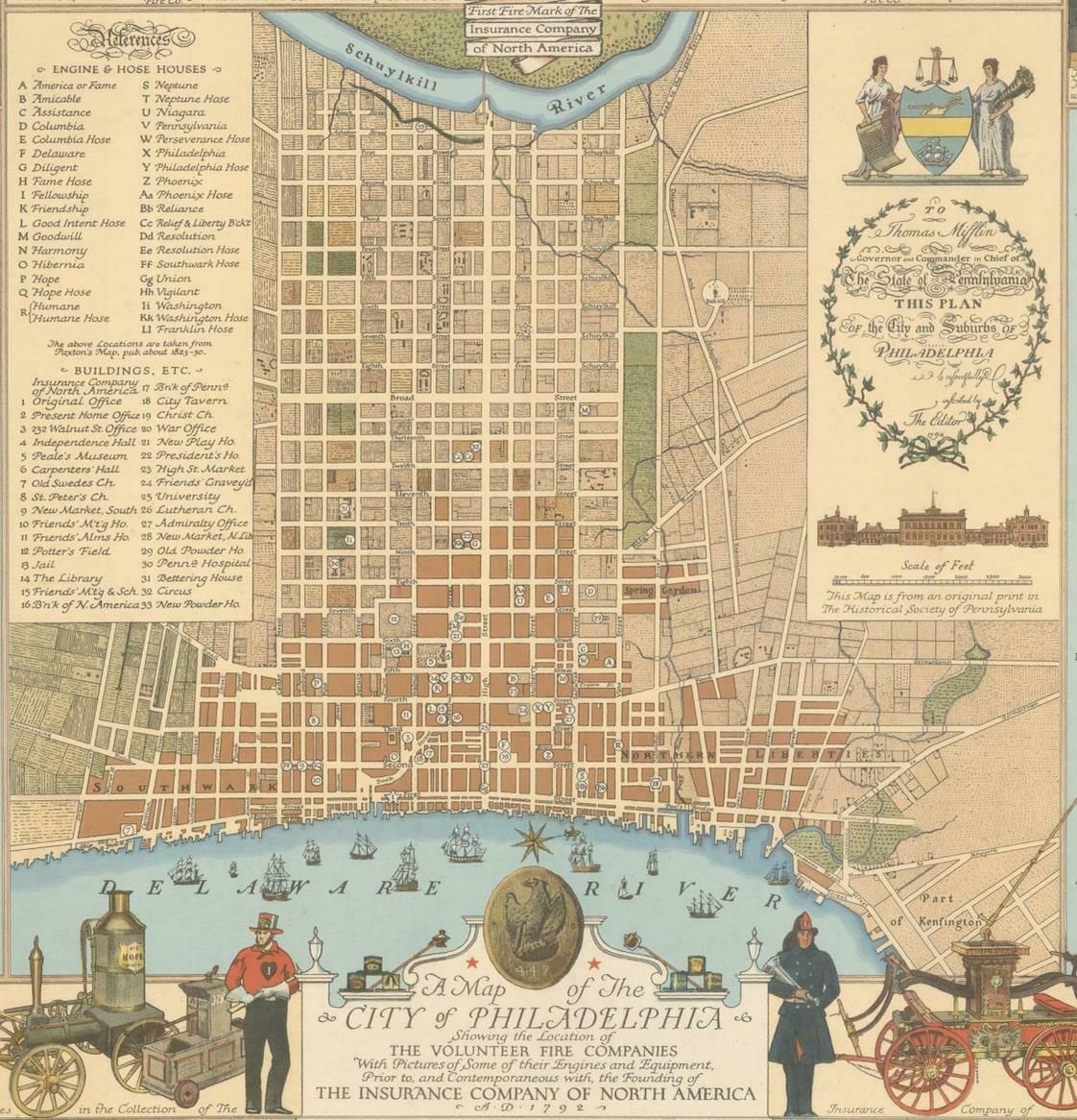 Map Of Philadelphia With A Historical Tribute To Its Volunteer Fire Companies photo furniture