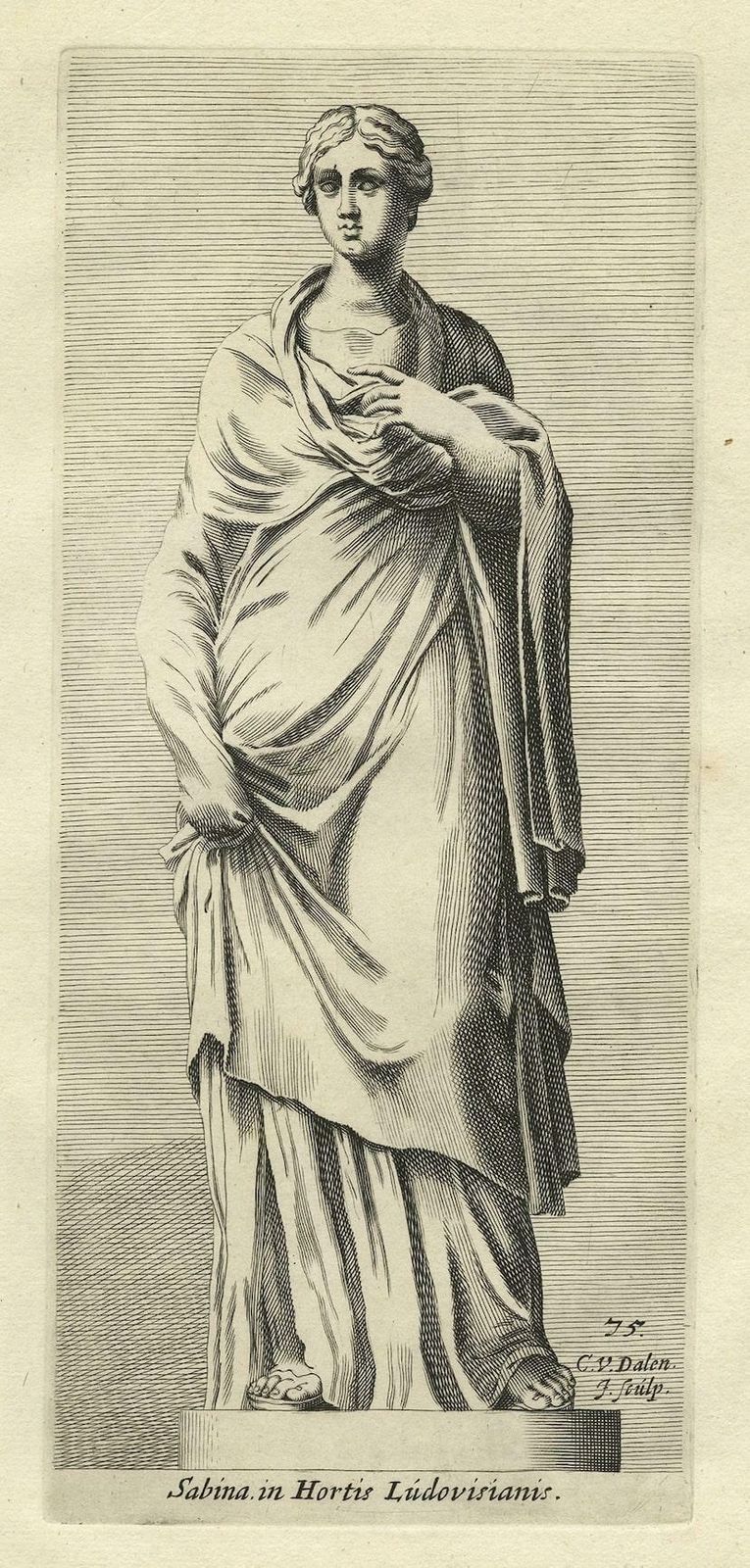 Original Antique Engraving Of A Statue Of A Sabine Woman In Rome, Italy photo furniture
