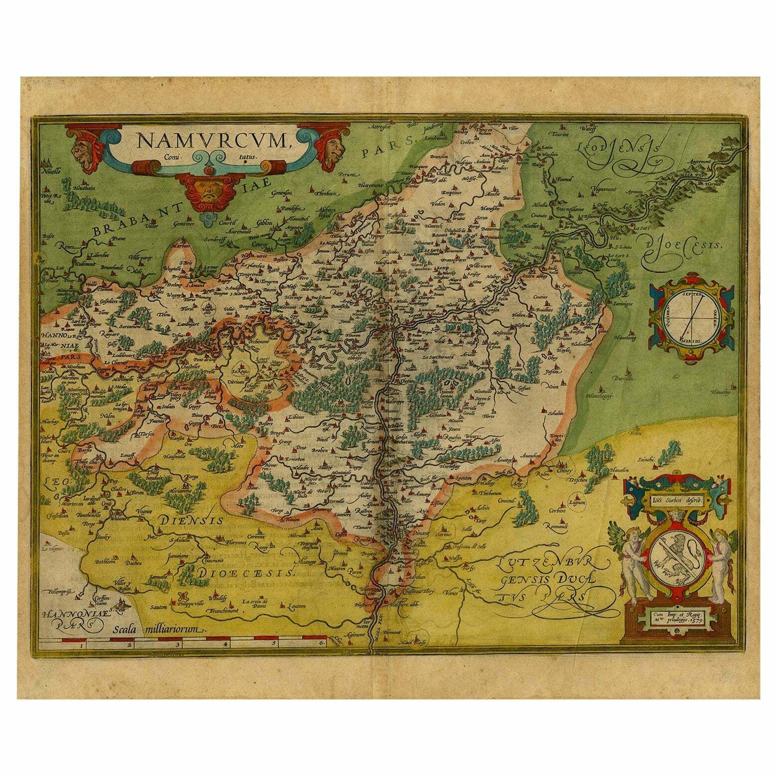 Antique Map Of The Namen Or Namur Region In Wallonia, Belgium