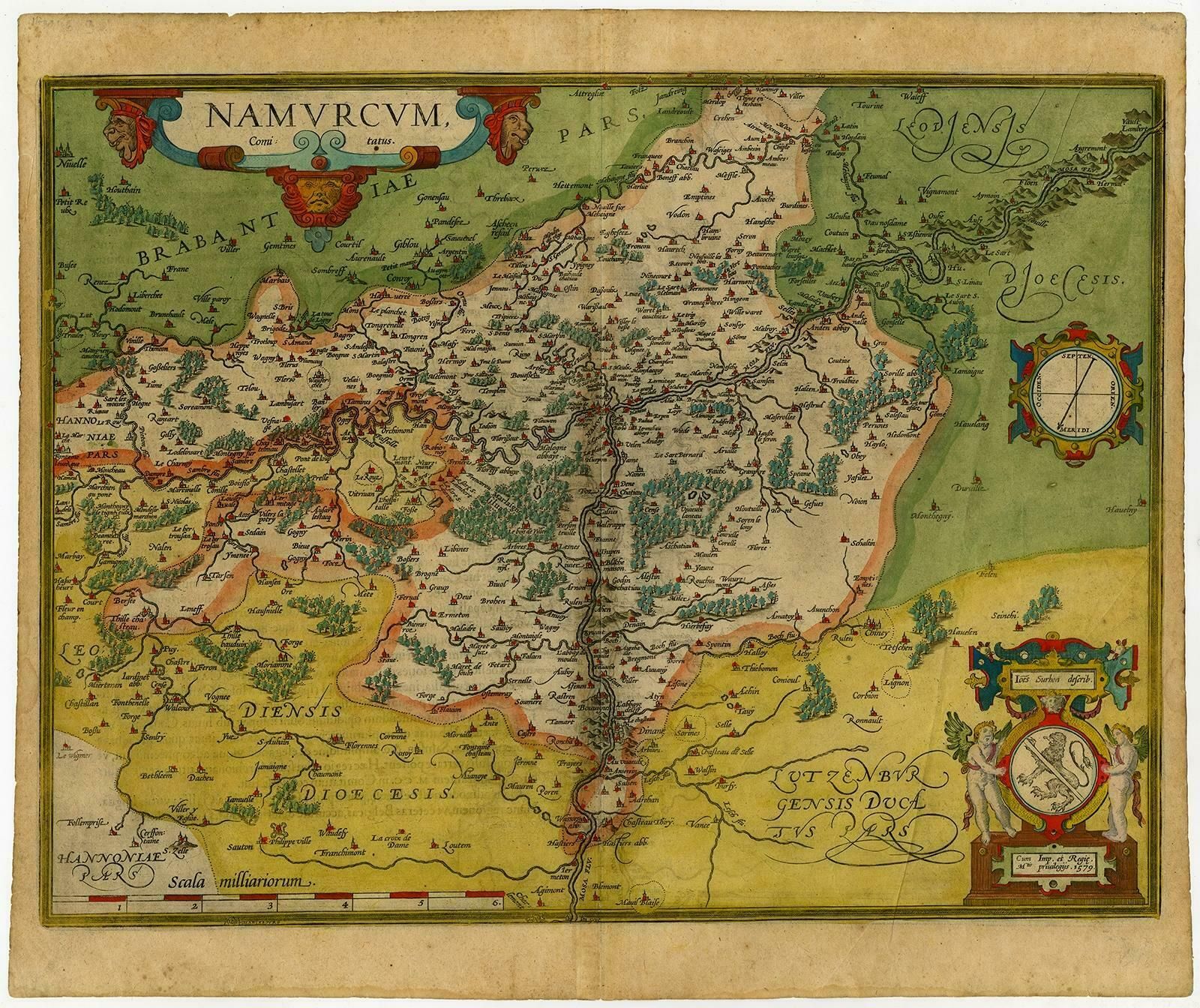 Antique Map Of The Namen Or Namur Region In Wallonia, Belgium photo 484.0