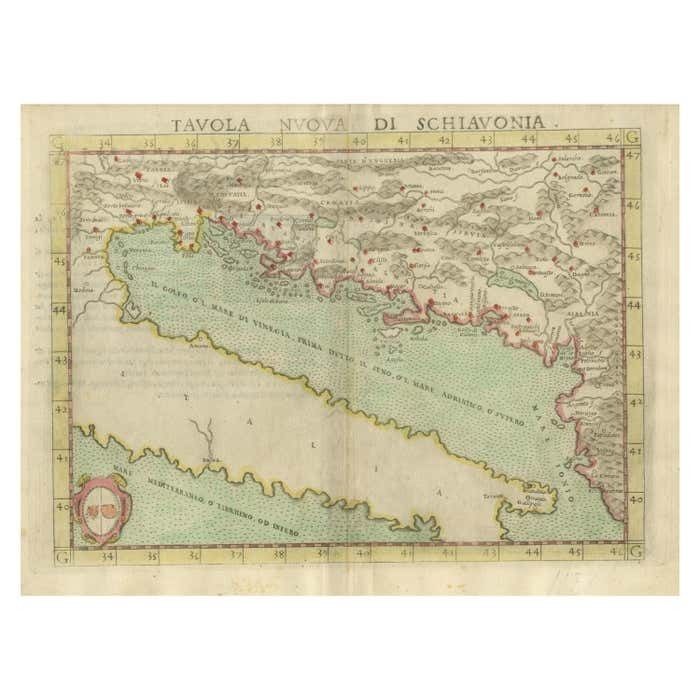 Antique Map Of The Balkans With Coat Of Arms