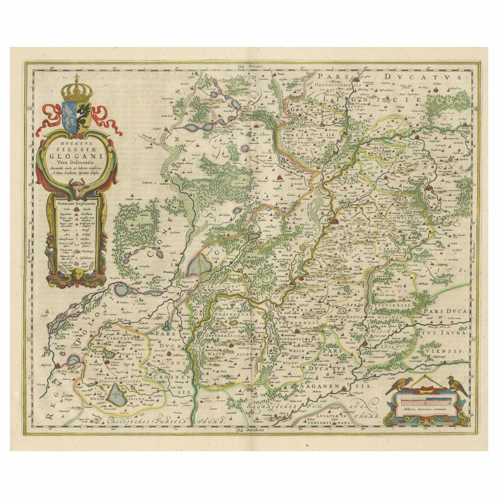 Antique Map Of Silesia Centered On Glogau