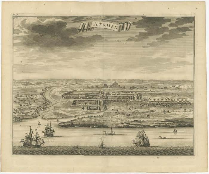 Antique Bird's Eye View Atjien Or Atjeh In Aceh In Northern Sumatra, Indonesia photo furniture