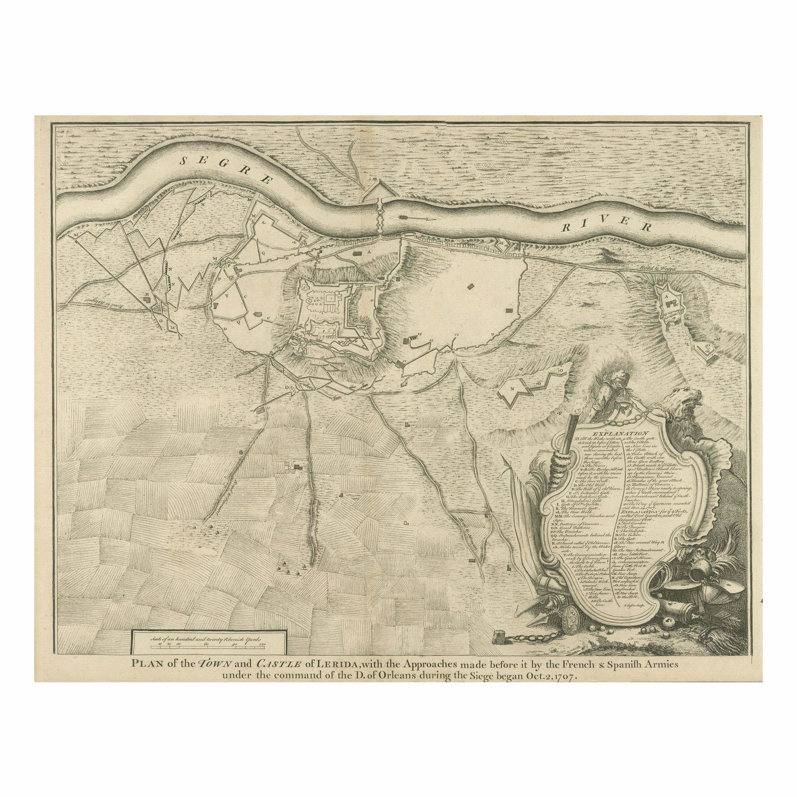 Antique Plan Of The Fortifications Of Lleida, Spain