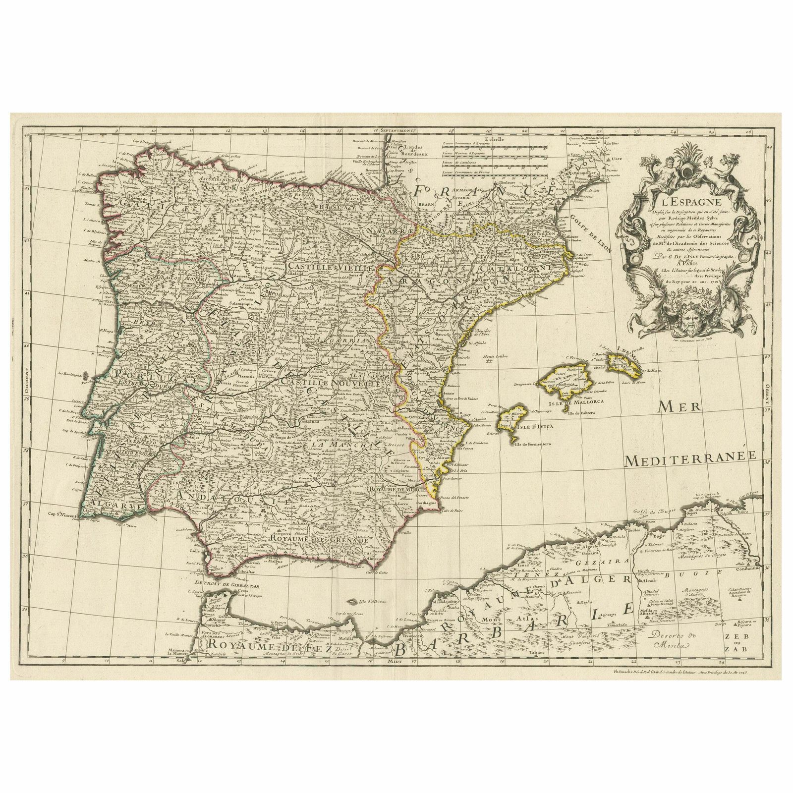 Large Decorative Map Of The Iberian Peninsula