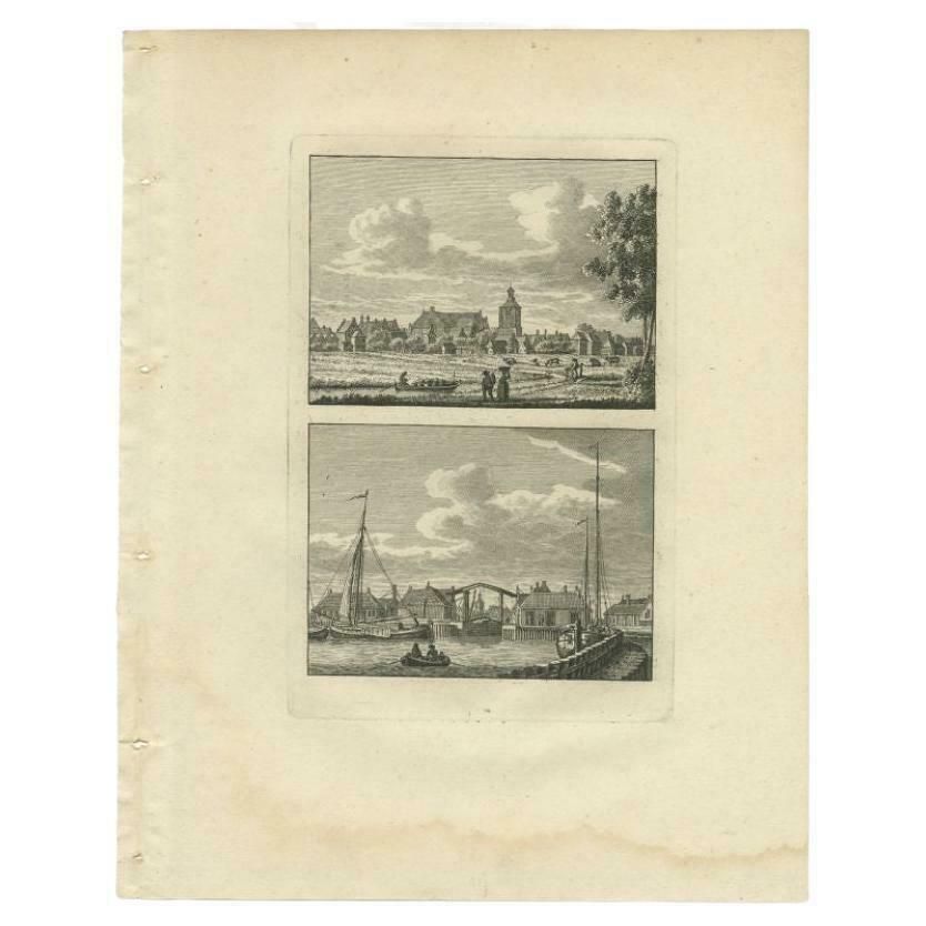 Antique Print Of Workum, City In Friesland, The Netherlands, 1793