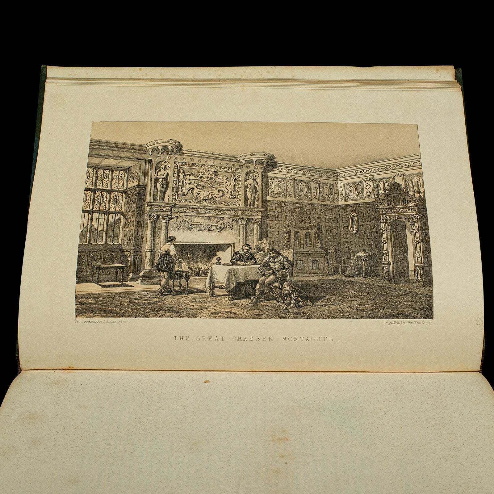 Large Antique Book Of Baronial Halls Volume 1, Reference, English, Mid Victorian photo 345.0