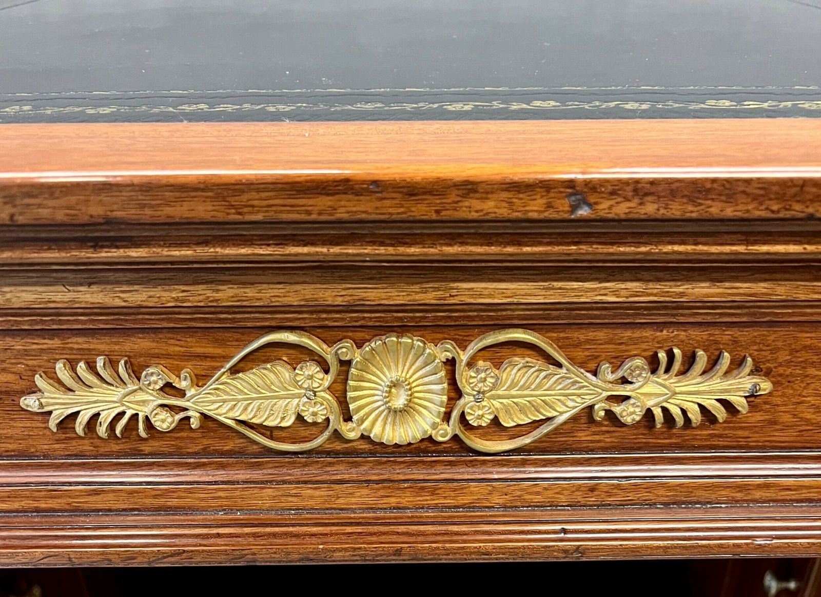 Stunning Large Antique French Mahogany & Ormolu Mounted Desk photo for sale
