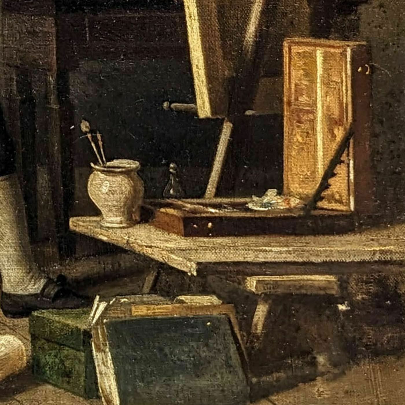 Oil On Canvas 19th Century Artist's Studio photo vinterior