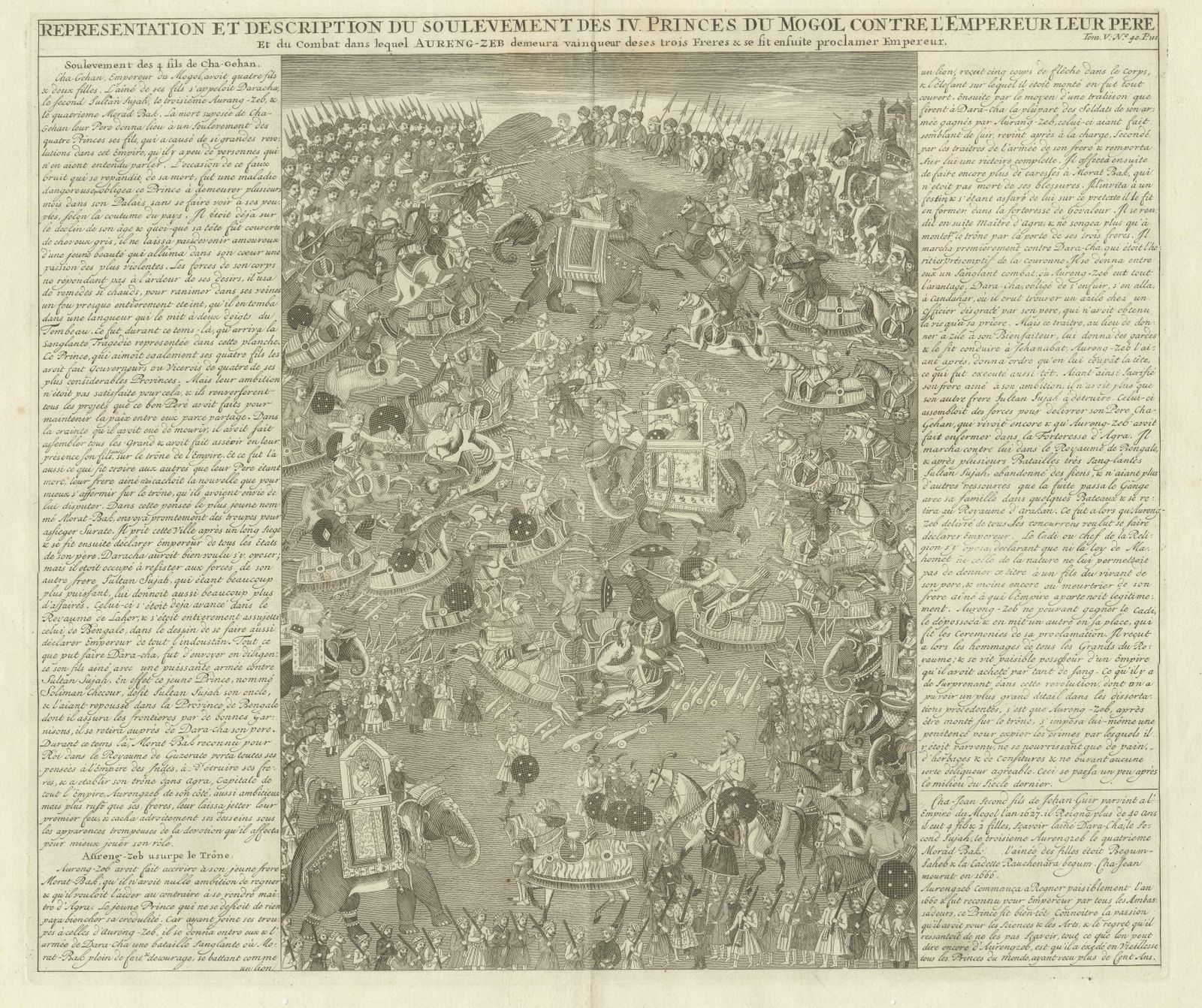 Antique Print Of A Grand Battle Between The Princes Of The Mughal Empire photo for sale