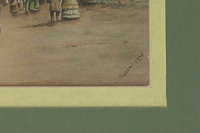 Watercolour Of Antwerp Cathedral Of Our Lady Signed Buron 1873 photo for sale
