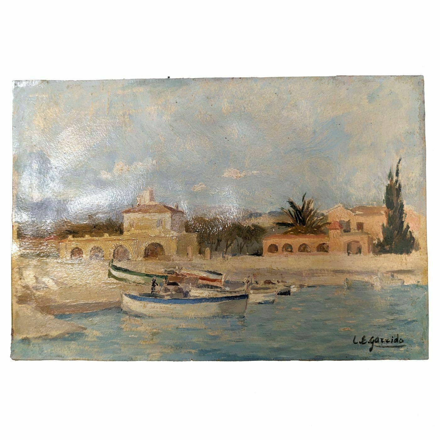 Louis Edouard Garrido Oil On Seaside Paper