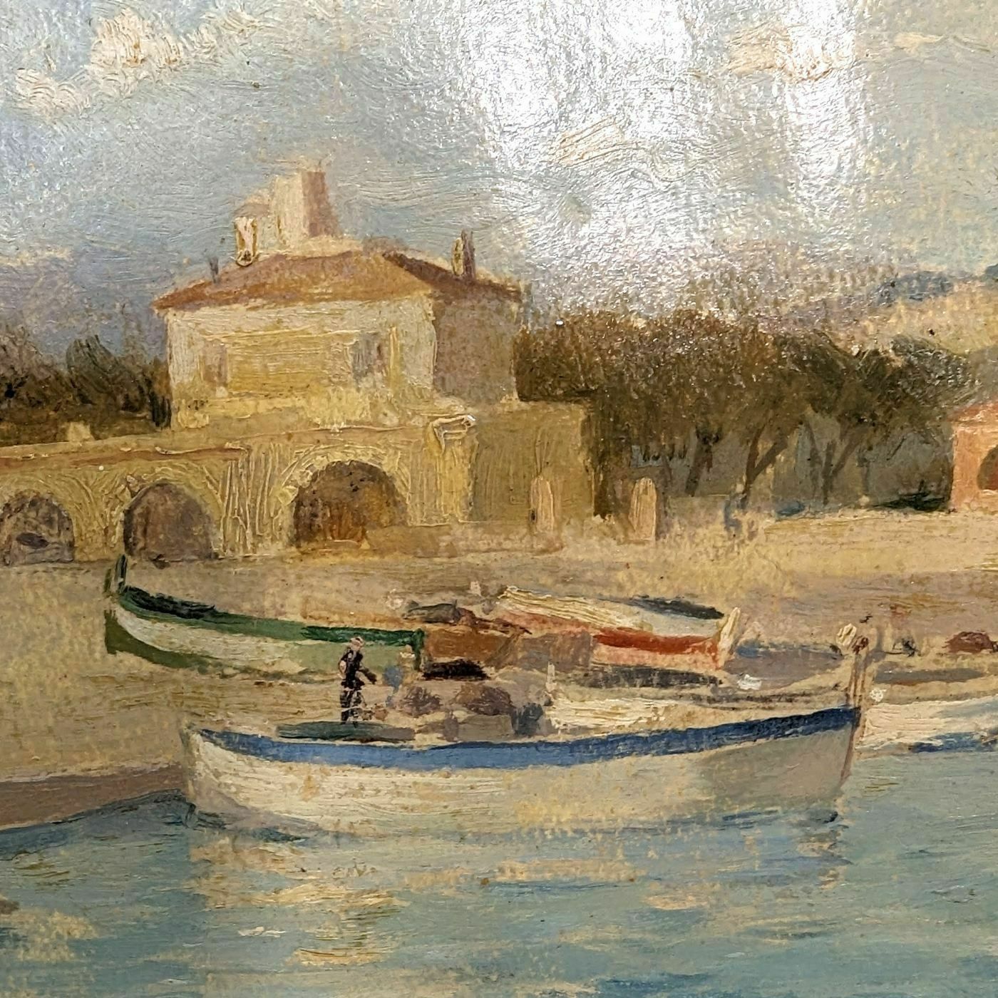 Louis Edouard Garrido Oil On Seaside Paper photo for sale