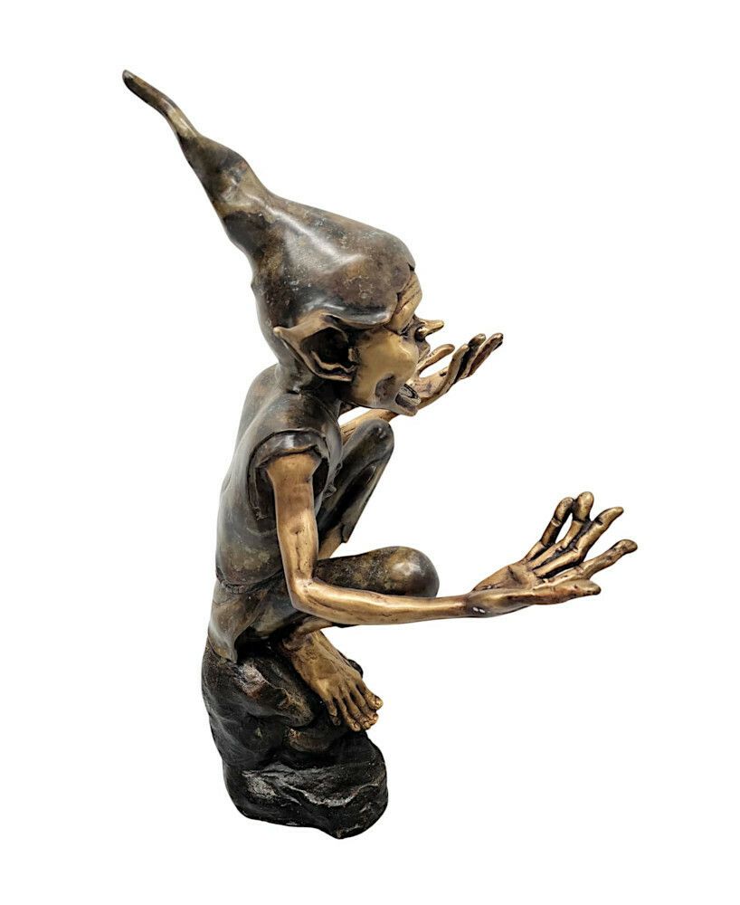 A Fabulous 20th Century Figurative Bronze Garden Statue Of A Goblin photo for sale