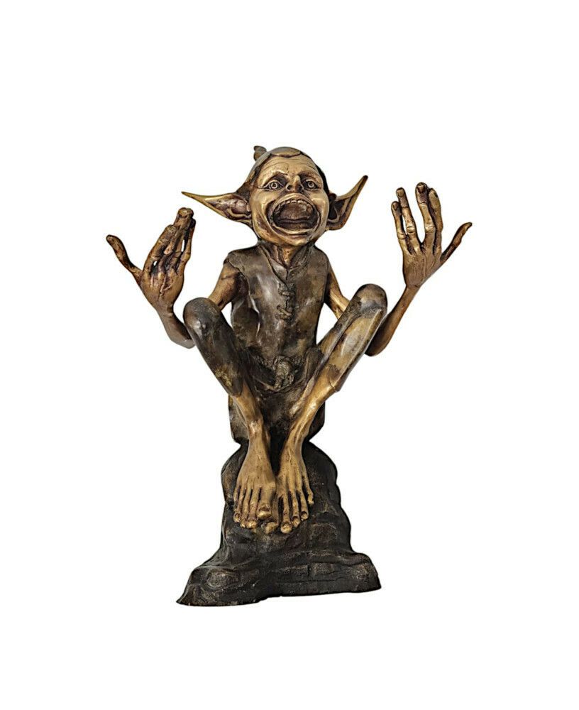 A Fabulous 20th Century Figurative Bronze Garden Statue Of A Goblin photo Garden Decor