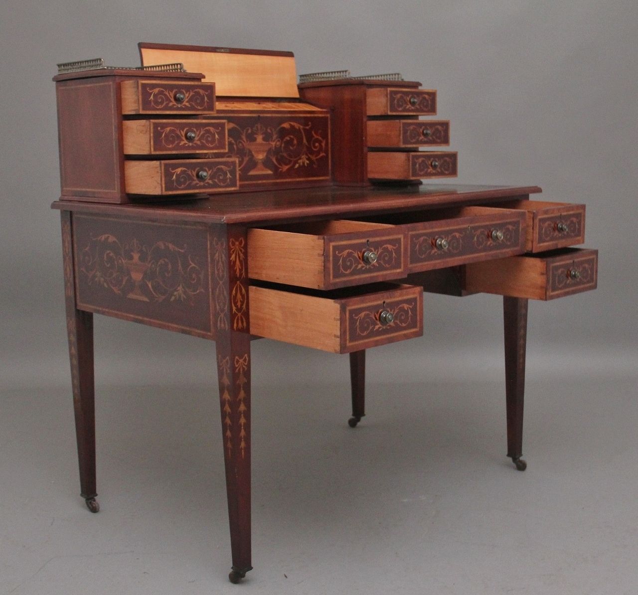 19th Century Mahogany Inlaid Writing Desk photo for sale